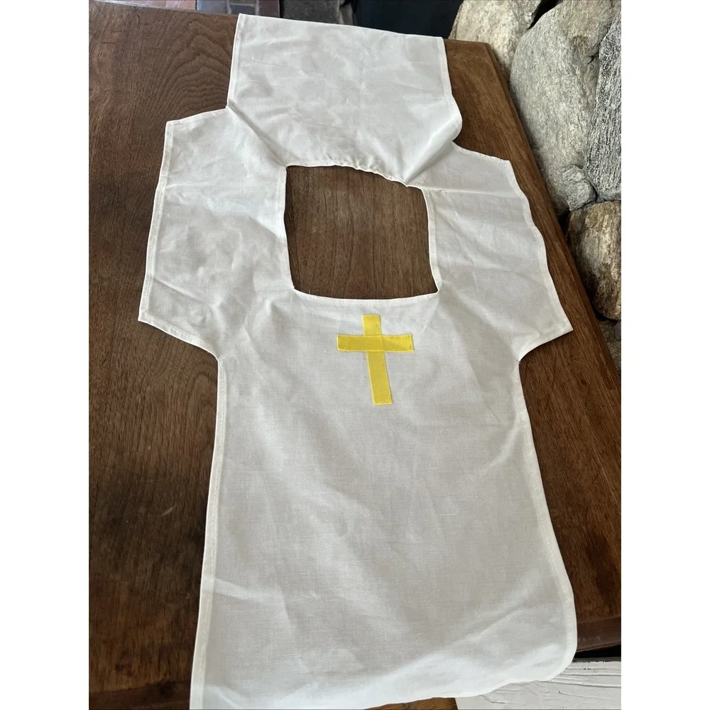 Kids Religious Costume Child Medium Bib Over-shirt, Yellow Cross, Alter Boy